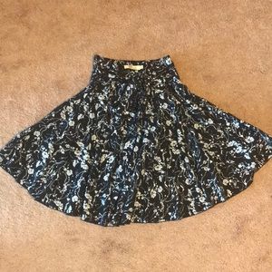 Black and White Floral Skirt